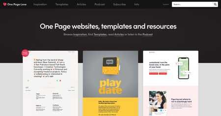 One Page Love - One Page Website Inspiration and Templates