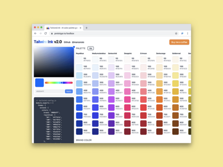 Tailwind Ink | AI color palette generator for Tailwindcss
